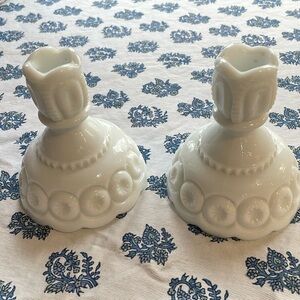 Vintage Westmoreland milk glass candle holders.   Excellent condition
